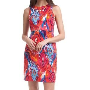 Belle Badgley Miscka Women’sColorful Embellished Art To Wear Sheath Dress Size 4
